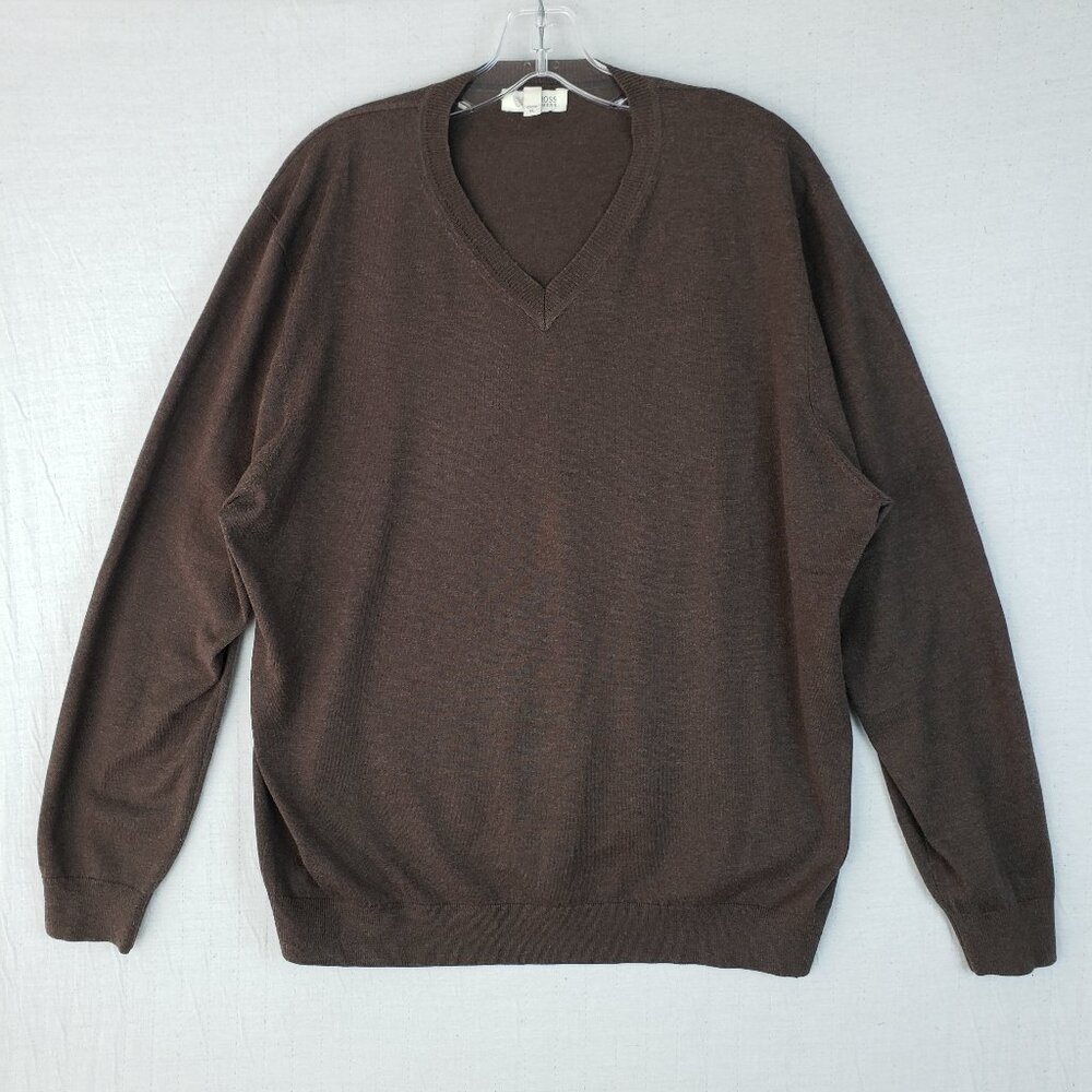 KINROSS Cashmere Sweater V-neck Pullover Lightweight Knit Brown size XL
